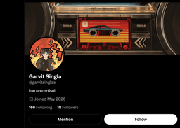 Screenshot of Garvit's X profile